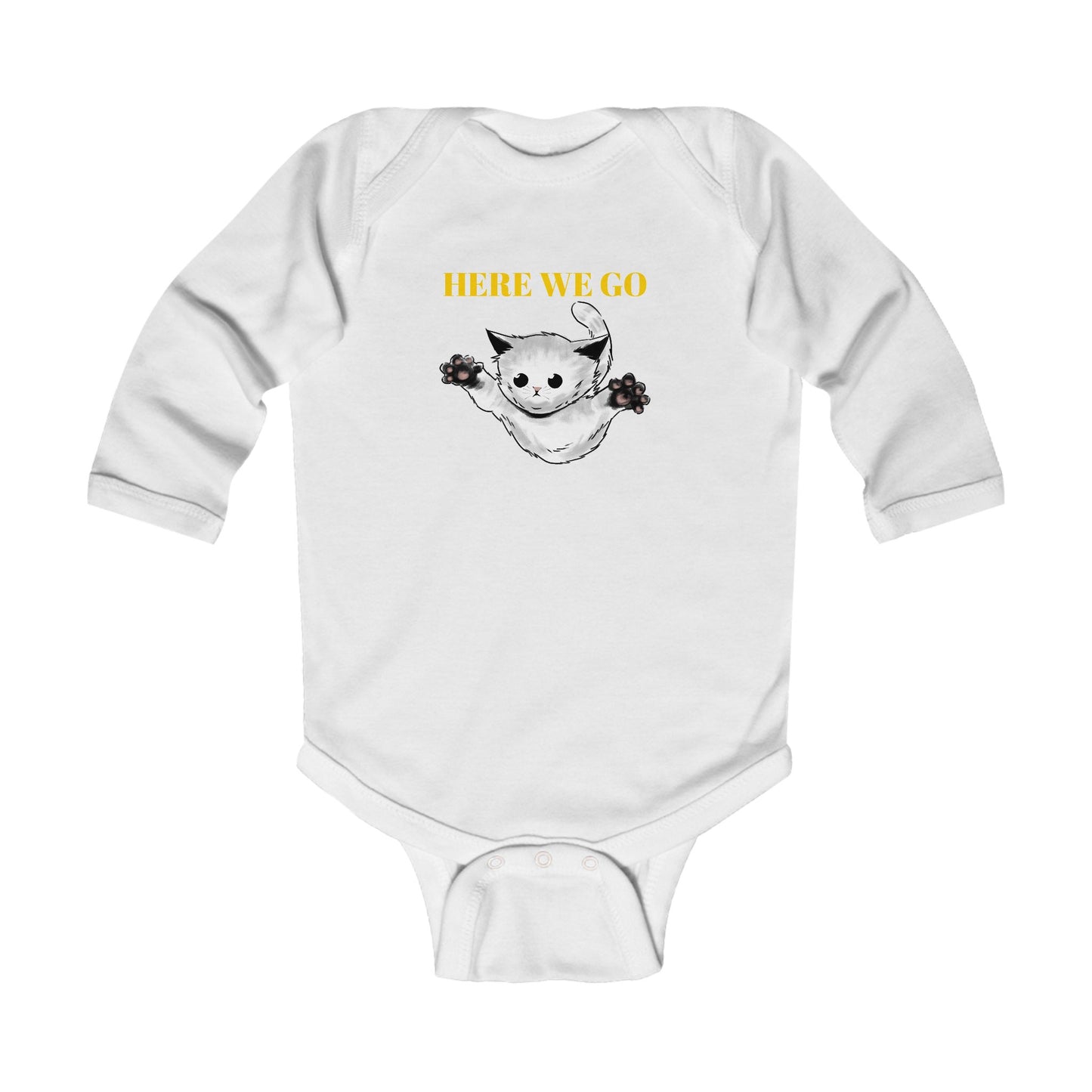 here we go cat onesie long sleave